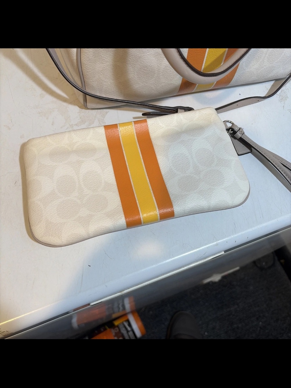 Coach Varsity Stripe Bennet Satchel with matching Wristlet - Picture 7 of 11